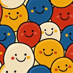Cheerful Colorful Smiling Circles Seamless Pattern Retro Design