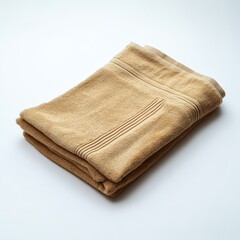 Folded white towel isolated on white background, soft and clean fabric material for versatile household, spa, and bathroom use, perfect for hygiene and comfort essentials
