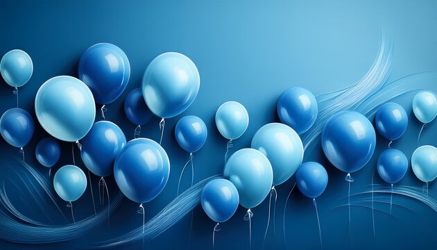 an image of blue ballons illustration on blue background presentation template ai generative