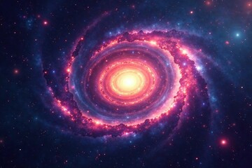 Obraz premium Brilliant spiral galaxy with vibrant colors, glowing stars , vibrant, energy