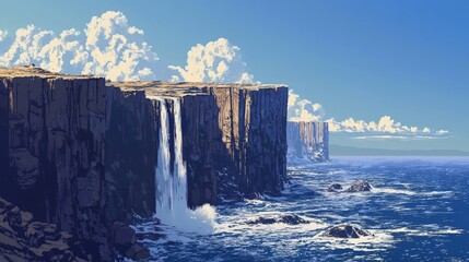 10. Majestic cliffs with waterfalls that float upward into the sky