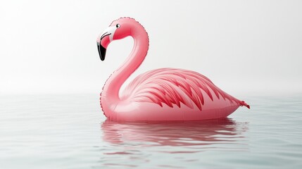 Naklejka premium Cute pink flamingo shaped inflatable, product display on white