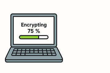 Laptop screen displaying encryption progress at 75 percent  
