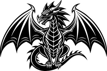 Dragon logo icon design. attoo of asian dragon on red background in asian style. Chinese new year. Year of green dragon.