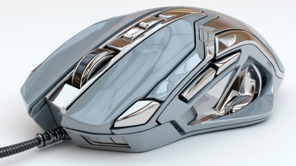 Naklejka premium HighTech Gaming Mouse Futuristic Design Chrome Accents Computer Peripheral
