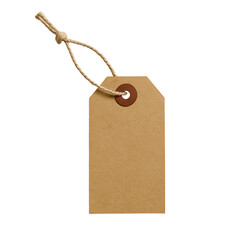 Blank Price Tag Mockup Hanging on String Isolated on Black Background