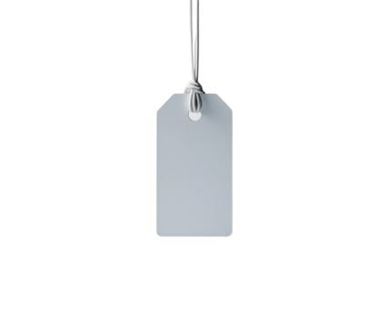 Blank Price Tag Mockup Hanging on String Isolated on Black Background