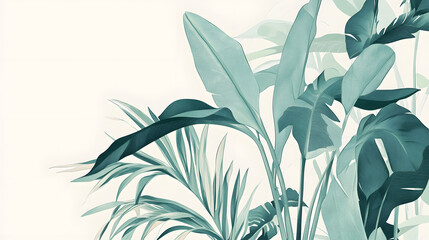 modern botanical illustration, minimalist style, muted green tones, clean line art, aesthetic composition, white background