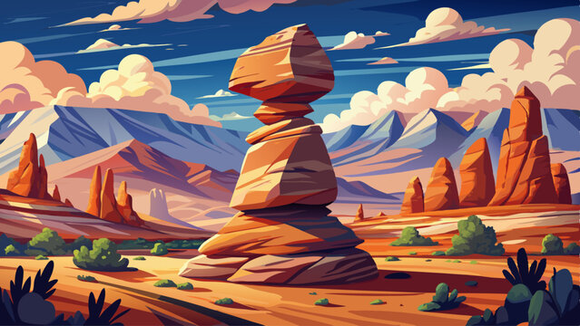 Rock formation Balanced Rock, Arches National Park, near Moab, Utah, USA, North America