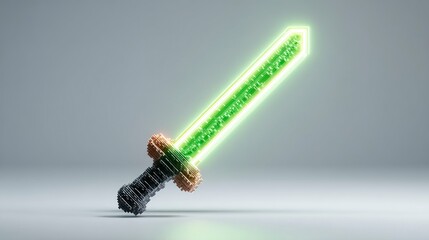 Glowing Green Energy Sword with Futuristic Design Ideal for Fantasy and SciFi Themes