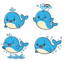 kawaii baby whale cartoon