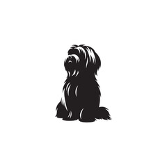 Elegant Lhasa Apso dog silhouette vector featuring long flowing coat, compact body, and regal stance—perfect for pet illustrations, breed logos, and canine-themed graphic design projects.
