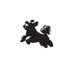 Elegant Lhasa Apso dog silhouette vector featuring long flowing coat, compact body, and regal stance—perfect for pet illustrations, breed logos, and canine-themed graphic design projects.
