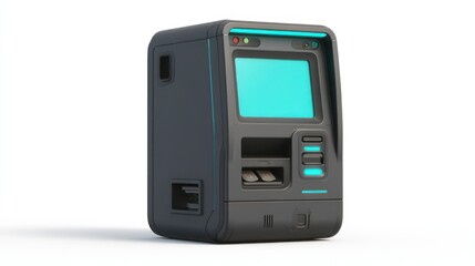 Futuristic ATM Machine with Digital Screen and Card Slots for Modern Banking Solutions