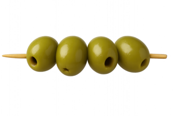 olives on a stick isolated on transparent background.