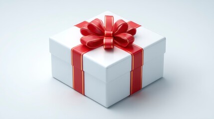 Obraz premium Elegant Gift Box with Red Ribbon and Bow for Celebrations and Special Occasions