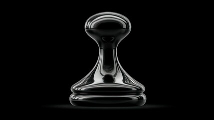 Elegant Chess Piece in High Contrast Black and White Photography Reflective Surface Minimalis