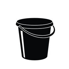 Plastic bucket silhouette isolated on white background. Bucket icon vector illustration design.
