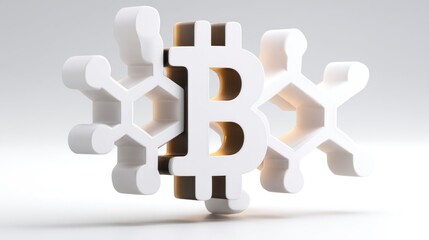 Cryptocurrency Bitcoin Blockchain Technology 3D Render Illustration