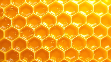 Honeycomb with Flowing Honey and Pollen on a Clean White Background