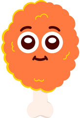 Fried Chicken Happy Face Cartoon