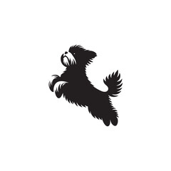 Elegant Maltese Dog vector silhouette featuring a long, flowing coat, compact frame, and graceful posture. Ideal for pet art, breed illustrations, clipart, and design elements.
