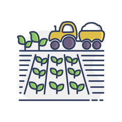 Tractor on field harvest seedling isolated icon