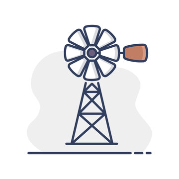 Wind pump vector isolated icon. Agriculture sign