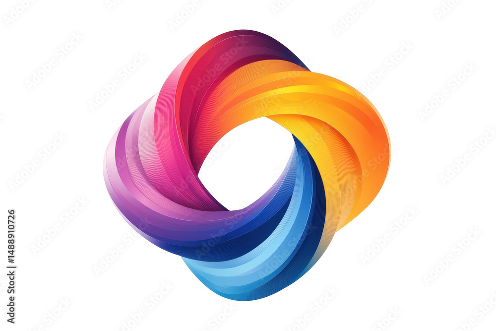 Poster Colorful abstract swirl design with gradients showcasing vibrant hues and smooth curves on a transparent background for versatile use in digital projects