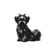 Elegant Maltese Dog vector silhouette featuring a long, flowing coat, compact frame, and graceful posture. Ideal for pet art, breed illustrations, clipart, and design elements.
