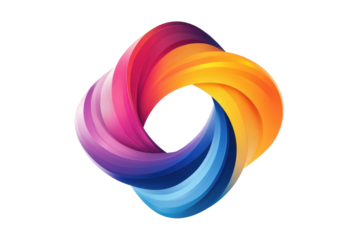 Colorful abstract swirl design with gradients showcasing vibrant hues and smooth curves on a transparent background for versatile use in digital projects