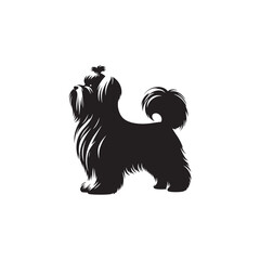 Elegant Maltese Dog vector silhouette featuring a long, flowing coat, compact frame, and graceful posture. Ideal for pet art, breed illustrations, clipart, and design elements.
