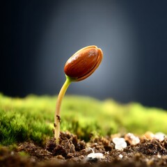 Delicate Sprout Emerging from Soil, Symbolizing New Life and Growth