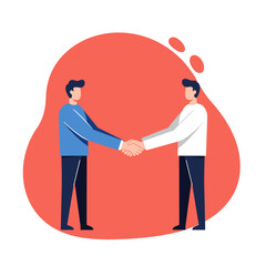 Two men shaking hands in a modern flat design style