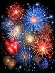 Fototapeta premium Spectacular Colorful Fireworks Bursting in the Night Sky Celebration