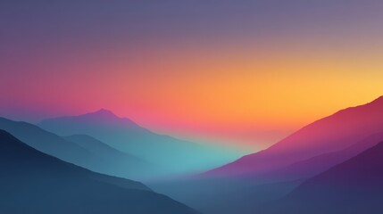 Obraz premium Colorful mountain landscape with two tone gradient at sunset, creating a beautiful and simple scenery