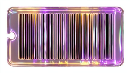 Abstract iridescent barcode tag shiny metallic texture digital art holographic effect
