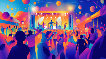 The Vibrant Music Festival Features an Energetic Crowd and an Incredibly Colorful Atmosphere © BeachPatty