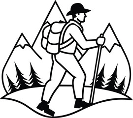 Fototapeta premium man hiking isolated silhouette