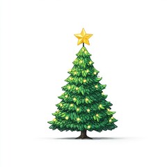 Fototapeta premium Christmas Tree with Glowing Star on Top