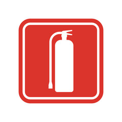fire extinguisher sign icon. red safety equipment isolated on white background, perfect for emergency, firefighting, and fire prevention concepts	