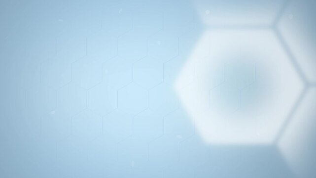 Light blue hexagon background for science or medical video. Nice pleasant background loop for presentation.