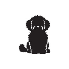 Elegant Maltipoo dog silhouette vector illustration featuring the playful charm of this poodle-Maltese mix breed, ideal for pet art, design projects, and dog lover graphics.
