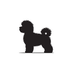 Elegant Maltipoo dog silhouette vector illustration featuring the playful charm of this poodle-Maltese mix breed, ideal for pet art, design projects, and dog lover graphics.
