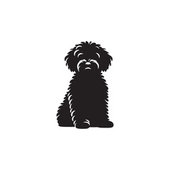 Elegant Maltipoo dog silhouette vector illustration featuring the playful charm of this poodle-Maltese mix breed, ideal for pet art, design projects, and dog lover graphics.
