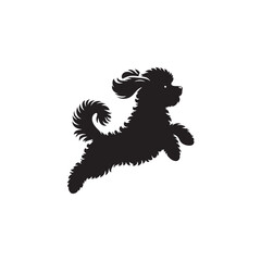 Elegant Maltipoo dog silhouette vector illustration featuring the playful charm of this poodle-Maltese mix breed, ideal for pet art, design projects, and dog lover graphics.
