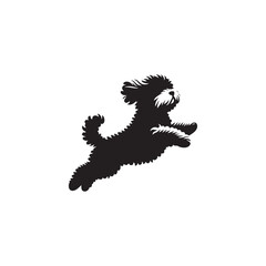 Elegant Maltipoo dog silhouette vector illustration featuring the playful charm of this poodle-Maltese mix breed, ideal for pet art, design projects, and dog lover graphics.
