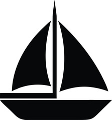 sailboat black and white silhouette vector design