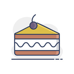 Piece of cake vector icon. Fast food sign