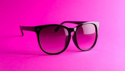 black sunglasses on a pink background